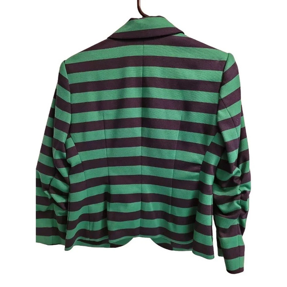 Outback Red The Limited Women Green & Navy Blue Stripe Lined Blazer Jacket Small - Picture 3 of 12